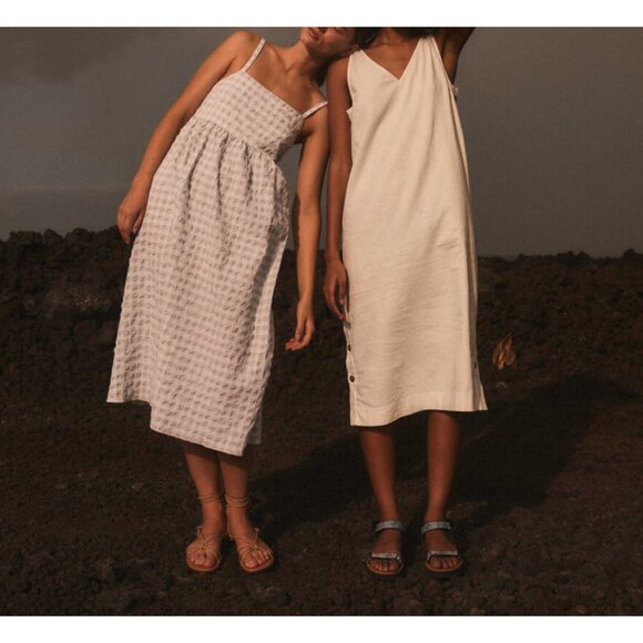 Madewell Summertime Cami Midi Dress Sun Casual Party Pleated Drape Wedding Guest - Picture 4 of 10